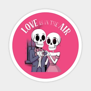 Couple is Made Up of Two Skulls with Elegant Clothes Join Hands LOVE is in the Air Magnet